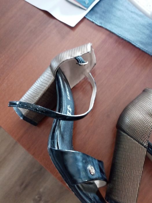 Sandaly monnari obcas z pieta 35 zloto czern