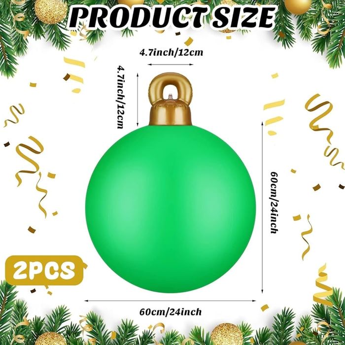 KAHEIGN 2 Nadmuchiwane Bombki Bożonarodzeniowe, 60 cm