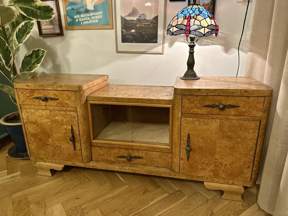 Okazja! Art Deco szafka, komoda, drewno orzech! Piekna ! Super cena!