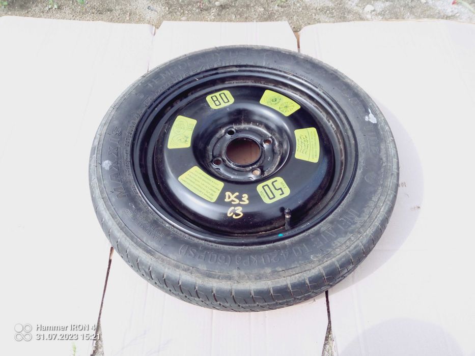 Oryginalna dojazdówka, koło dojazdowe citroen ds3 10-19r. 15' stan bdb
