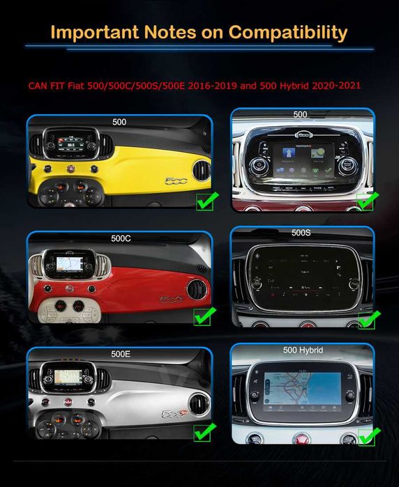 Auto-Rádio 2din Android 14 FIAT 500 Series 07/19