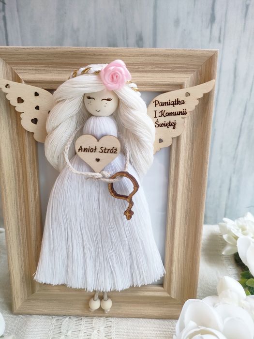 Pamiątka Pierwszej Komunii Świętej Anioł Stróż w ramce