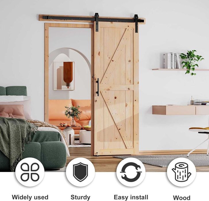 Nowe drewniane drzwi przesuwne / zestaw okuć / 76,2x213,4CM !R1!