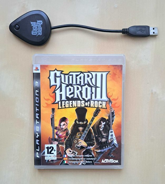 Pack Guitar Hero III PS3: Adaptador USB Original (Dongle) + Jogo c/ Manual