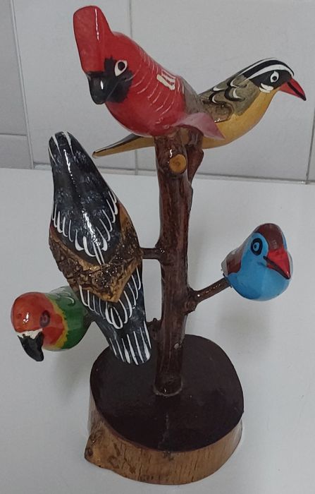 PASSARINHOS NO RAMO, BONITA PEÇA EM MADEIRA.Decoração,Casa,Quarto,Sala