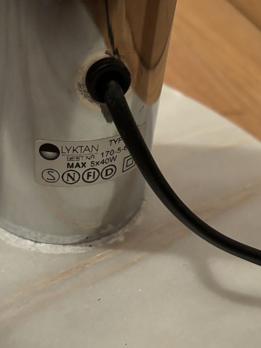 Pięcioramienna stojąca lampa chromowana Atelje Lyktan Szwecja lata 70