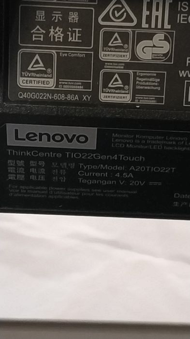 Monitor Touch Lenovo 22"