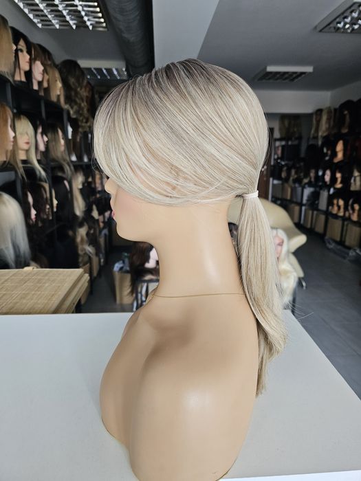 Tupet topper jasny beżowy blond z odrostem Paris 50 cm naturalny efekt