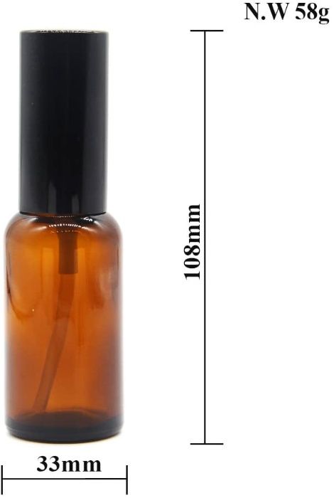 Atomizador Spray em Vidro Âmbar 30 ml Funil e conta gotas 24 unidades