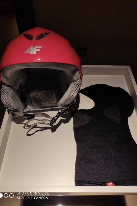 Kask narciarski dla dziewczynki 4F+kominiarka+pokrowiec