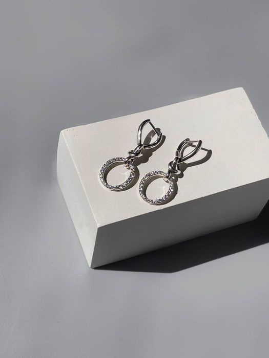 Сережки Pandora "Узи любові" срібло S925 з цирконієм