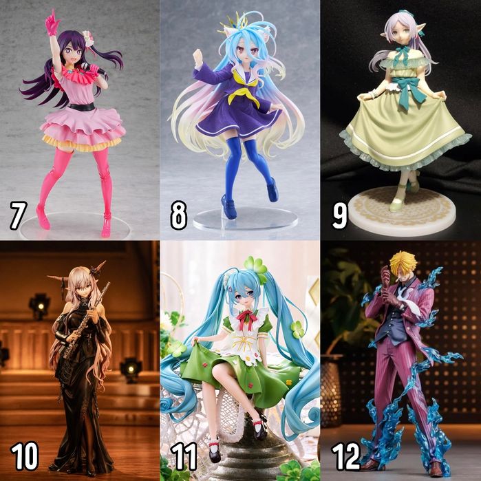Аниме фигурки. Frieren  Oshi no Ko  Genshin Impact  One Piece  No Game No Life  Madoka Magica  Hatsune Miku  Arknights  Apothecary Diaries