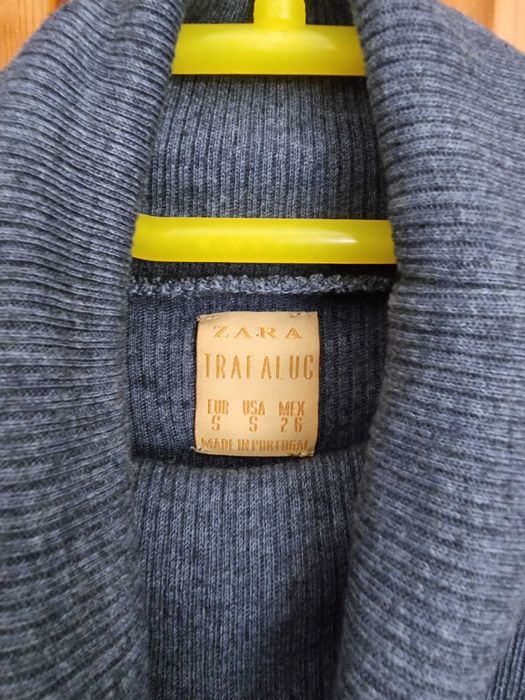 Camisola curta de malha azul escura/acinzentada Zara, tamanho S - nova