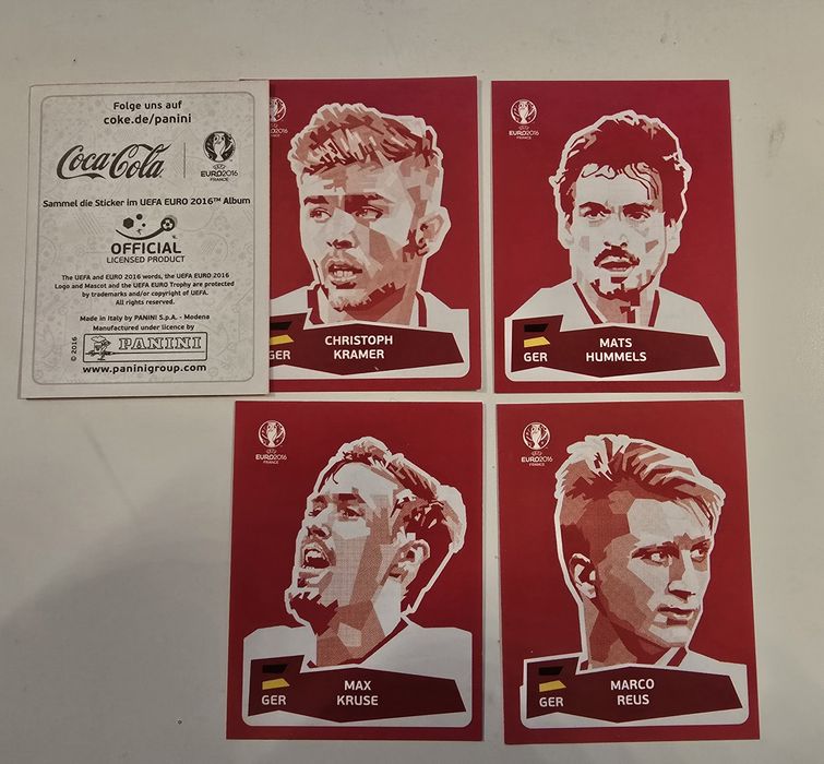 4 cromos Futebol Coca Cola Euro 2016 versão Alemanha