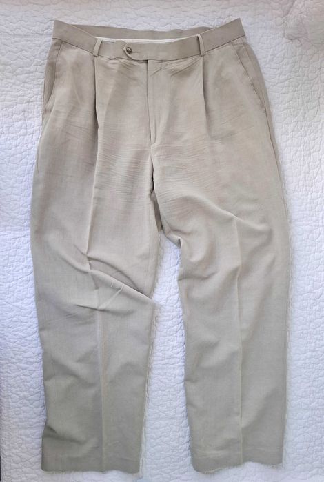 Vanheusen męskie spodnie vintage klasyczne wiskoza len 36