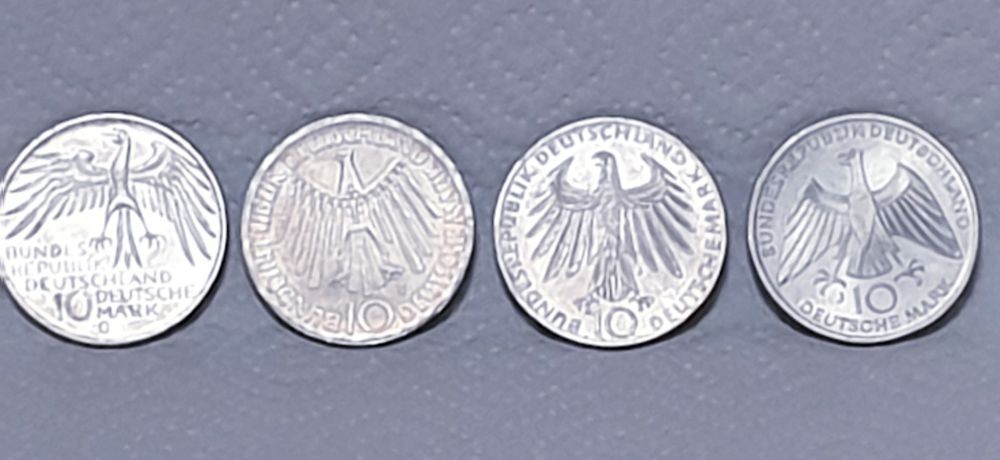 4 moedas 10 Deutsche Mark - jogos Olímpicos Munique 1972 - em prata