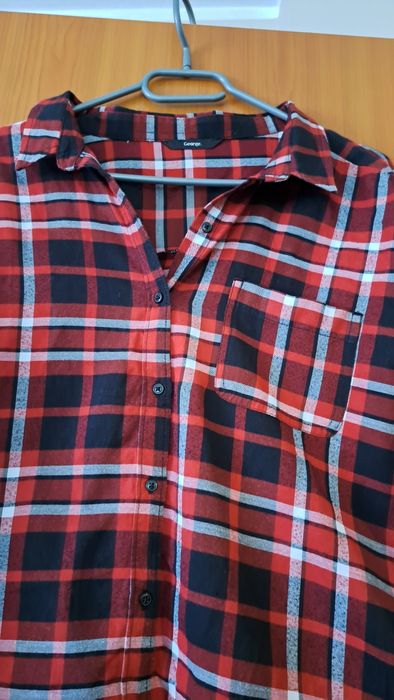 Czerwona Koszula w kratkę marki George rozmiar 50 5xl