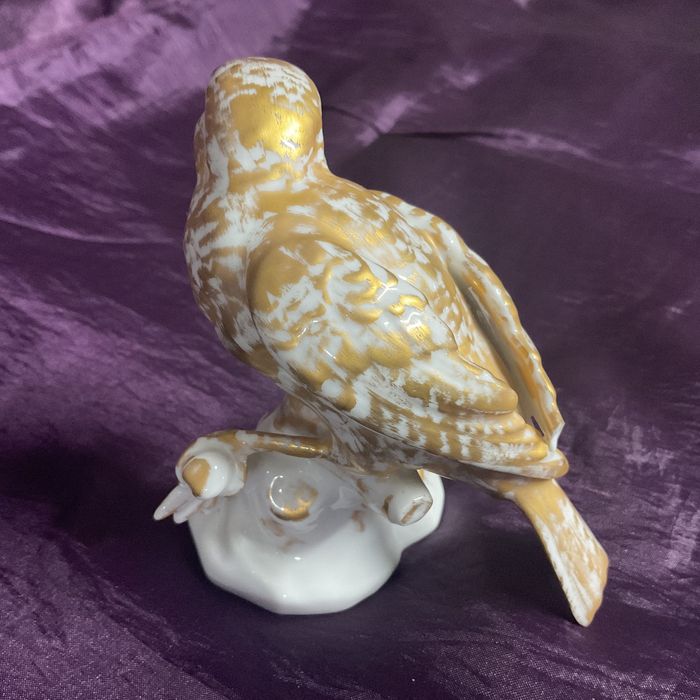 Passarinho em Ramos vista alegre pintura manual a ouro 13 cm