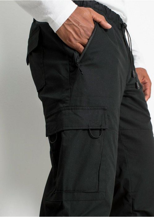 B.P.C męskie spodnie czarne ocieplane z gumką w talii ^60