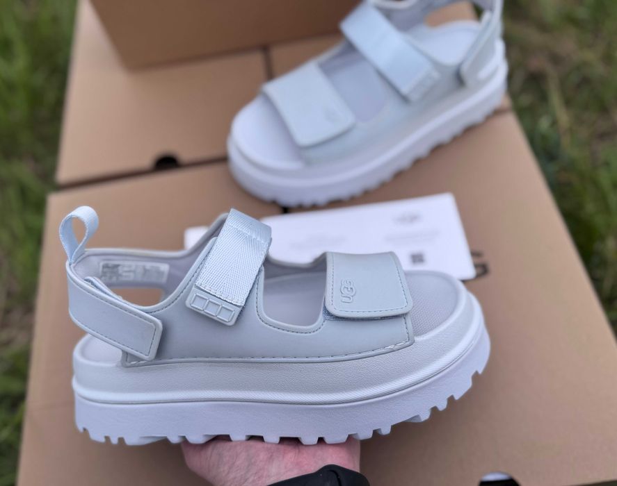 ‼️Останні Розміри‼️Оригінал / Босоніжки UGG Goldenglow Sandals White & Blue / Босоножки Угги / Сандалі Угг