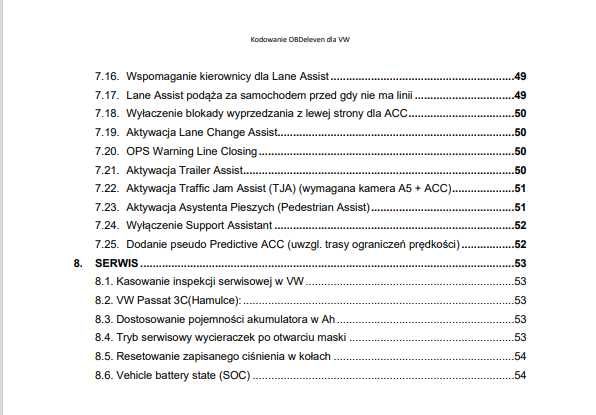 ZESZYT KODOWAŃ VCDS VW Audi Skoda Seat Grupa VAG Obd11 Vcp Adaptacje