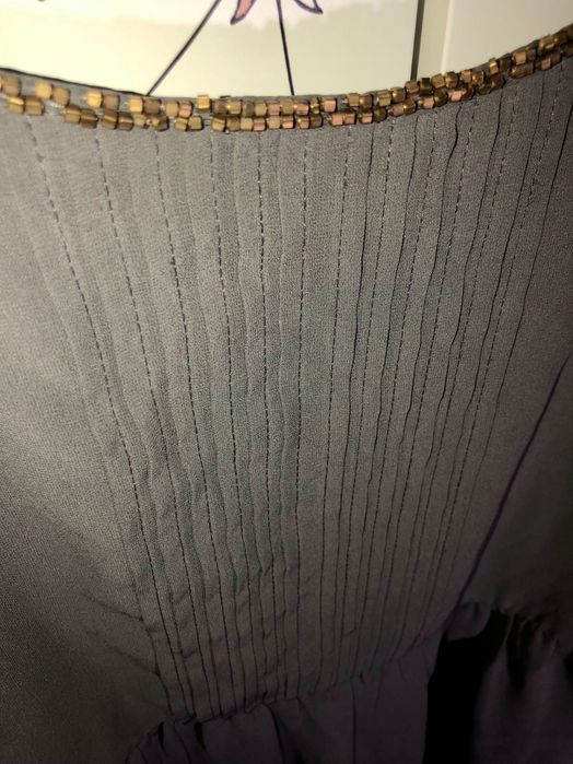 Reserved 40 L sukienka korale zdobienia zielona oliwka