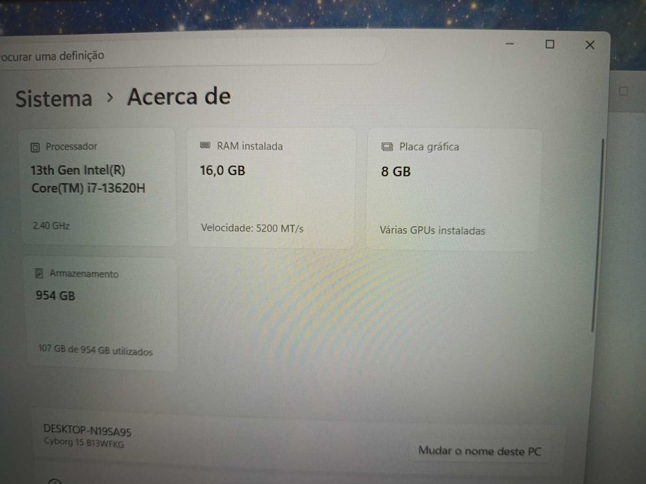 msi Cyborg 15 B13WFKG 600XPT i713h RTX5060 16gb ram 1Tssd