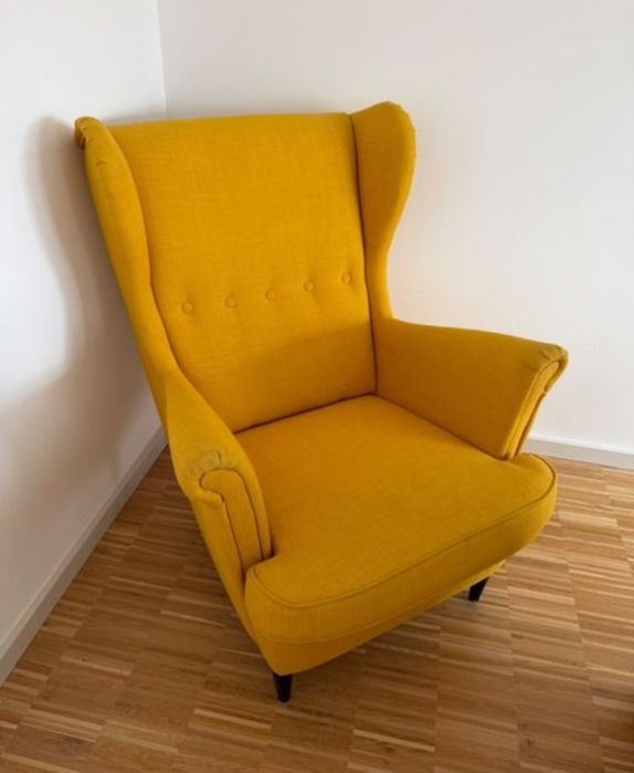 Fotel uszak Ikea Strandmon żółty