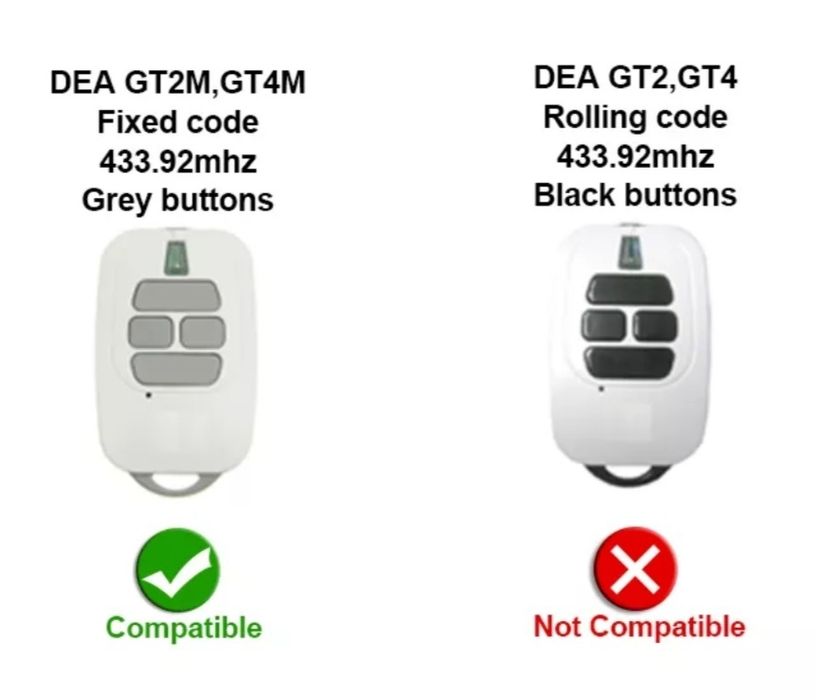 Comando de garagem compatível com DEA64739101547778121