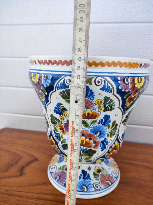 Ceramiczna Duża Doniczka/ Osłonka DELFT - ręcznie malowana - UNIKAT -