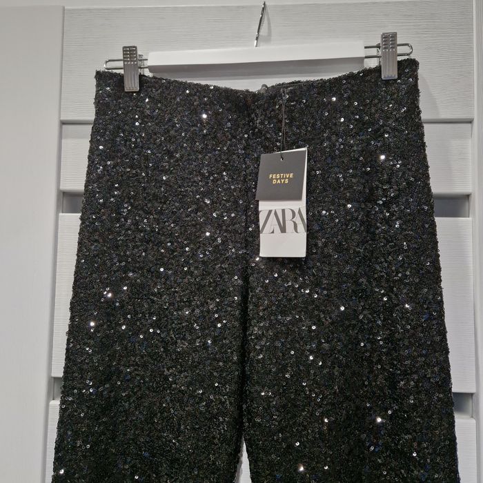 Cekinowe spodnie dzwony Zara M nowe