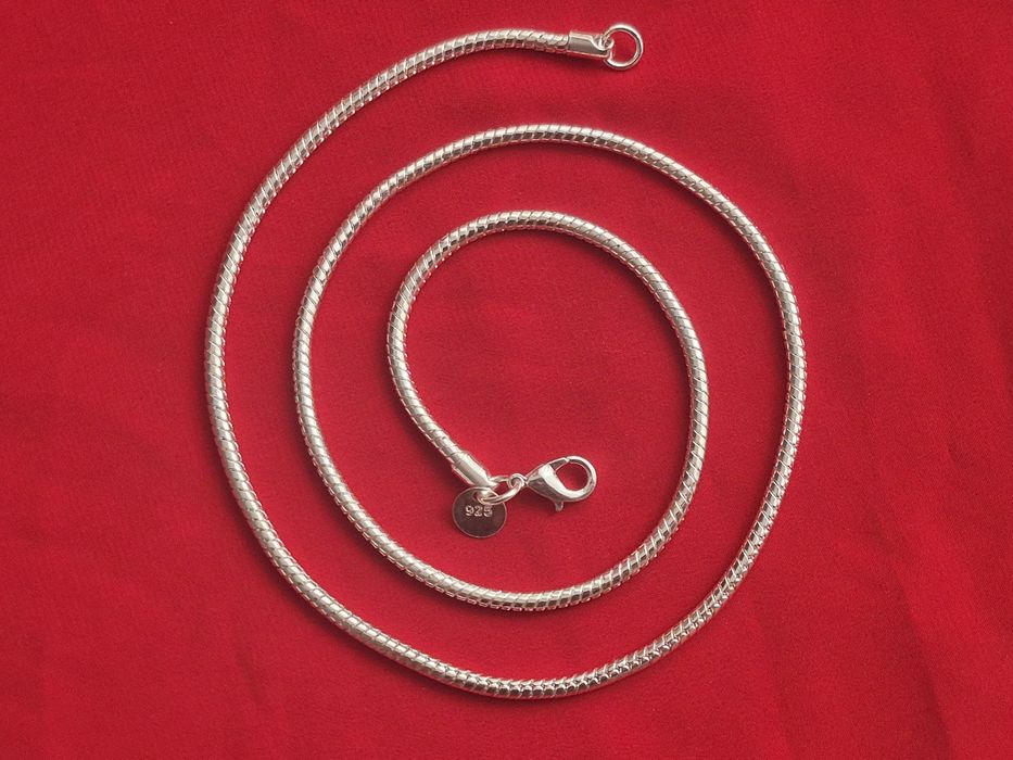 925 Posrebrzany jak Srebro Srebrny Naszyjnik Wężyk Żmijka 50cm 3mm