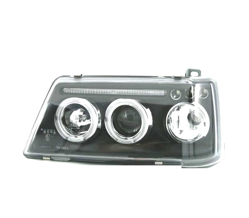 FARÓIS FRONTAIS ANGEL EYES PEUGEOT 205 90-96 FUNDO PRETO