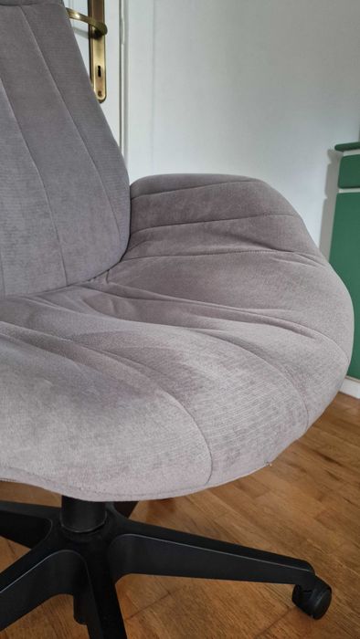 Fotel Obrotowy Tapicerowany Biurowy Szary do Komputera Gabinetowy