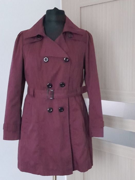 40/42  Damski Płaszcz płaszczyk C&A palto przejściowe  bordowe