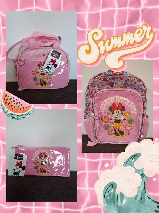 Mochila escolar+Lancheira e OFERTA de estojo duplo Minnie Mouse