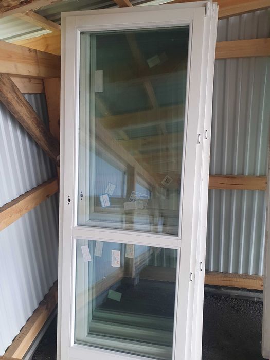 NOWE DRZWI/OKNA Balkonowe Drewniane Sosnowe 88x231cm 3 sztuki białe