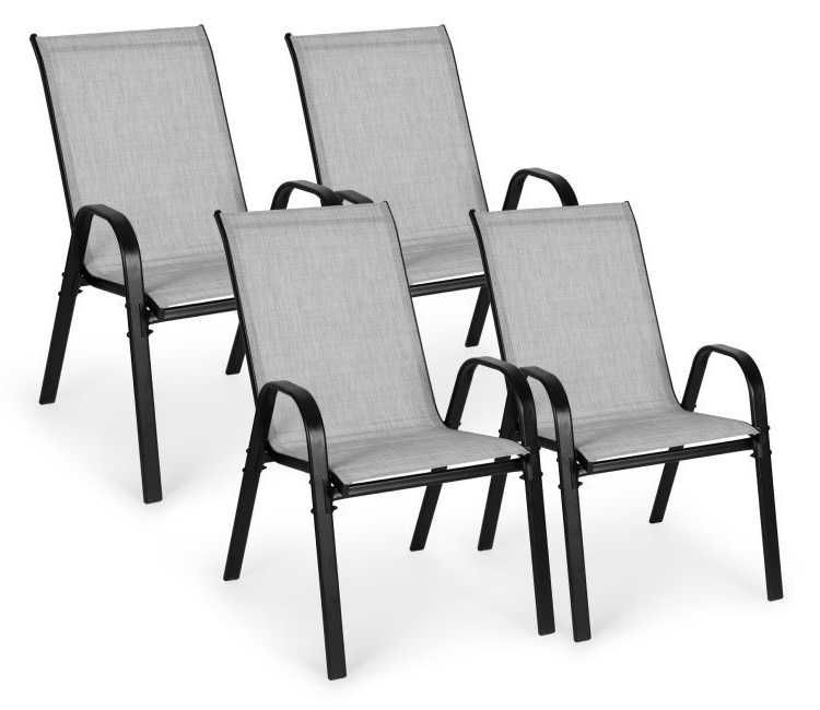 KRZESŁO OGRODOWE uniwersalne całoroczne - komplet 4 szt. JASNOSZARE