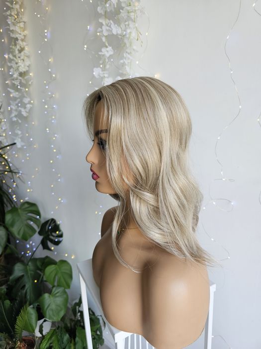 Topper tupet Ewa szampański blond 40-43 cm zagęszczenie włosów