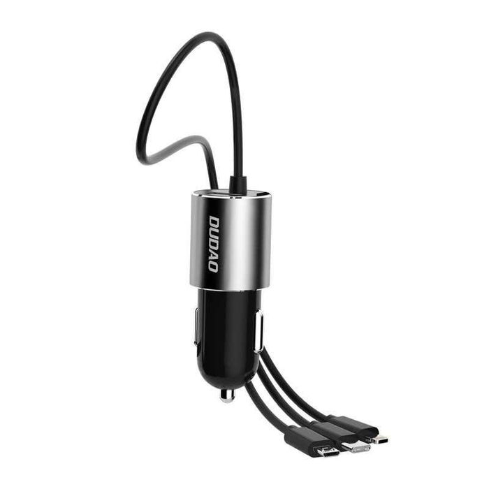ładowarka samochodowa USB 3,4A kabel Lightning / USB Typ C / micro USB
