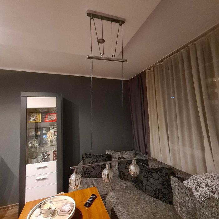 Nowoczesna lampa wisząca chrom / potrójna / regulowana wysokość