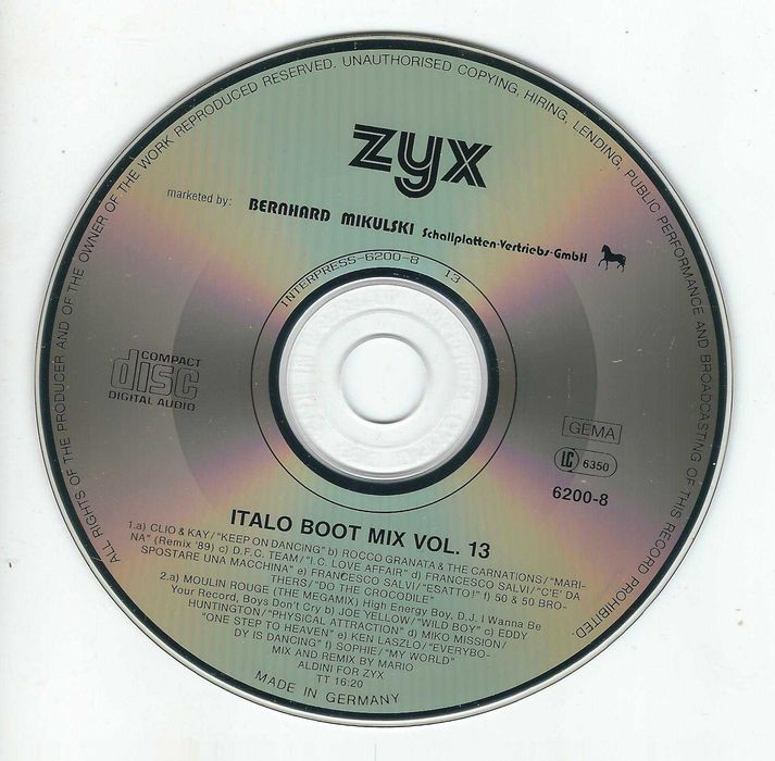 Maxi CD Italo Boot Mix Vol. 13 (1989) (ZYX Records)