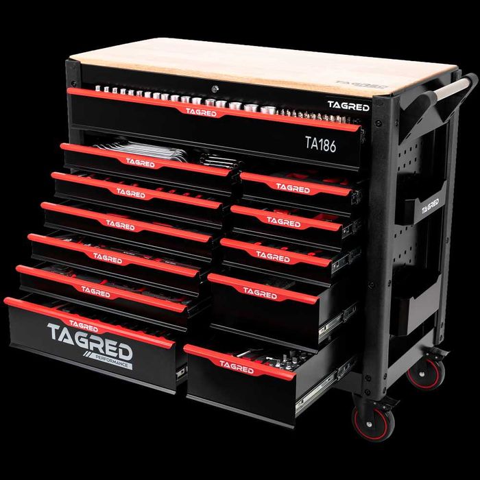 Верстак з інстурментом 691 шт.Шафа TAGRED PERFORMANCE XXL 12 ящ. візок