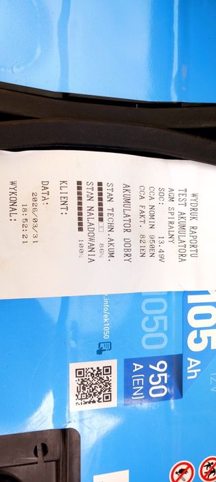 Akumulator EXIDE AGM STOP-START 12V 105Ah/950A, 26 m-cy, test