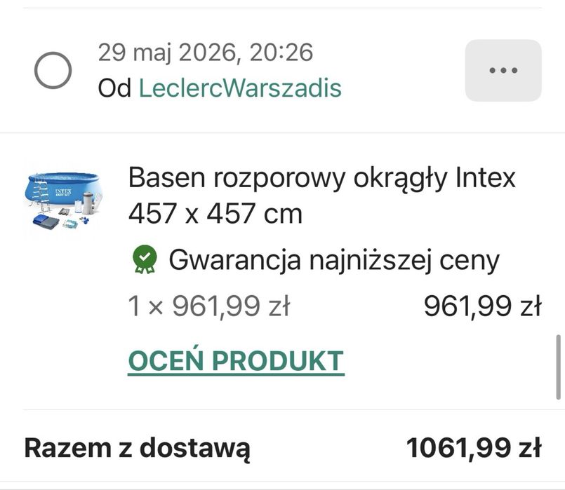 Basen Intex 457 × 122 cm + pompa + drabinka + pokrywa solarna