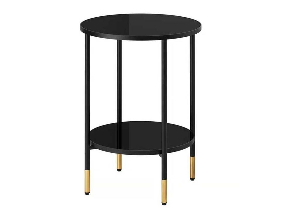 Czarny stolik IKEA ASPEROD czarno złoty | czarne szkło 45 cm / 2 sztuki