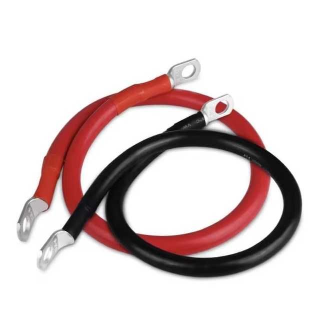 Силовий кабель 2AWG 35мм² для з'єднання АКБ (перемичка) довжина 50см , провод мідний з клемами М8 (мідь), чорний і червоний, 2шт
