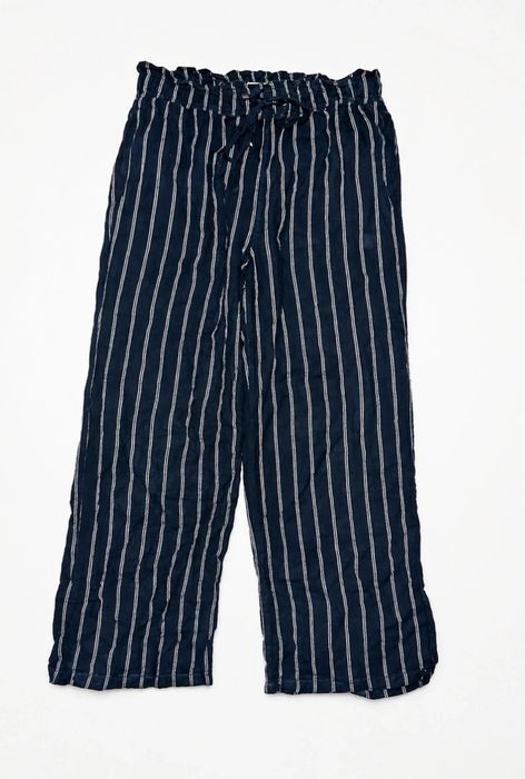 Spodnie lniane w paski z szerokimi nogawkami wide leg 42 xl fatface