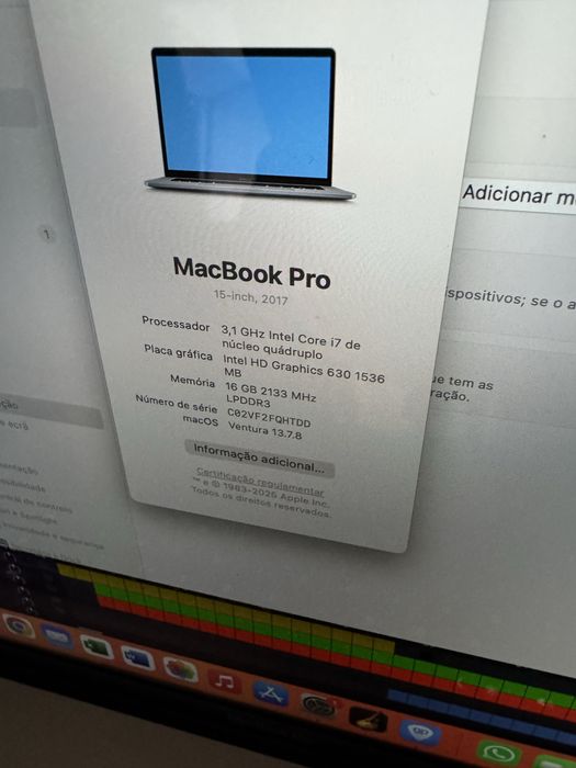 MacBook Pro 15” i7 touchbar 16gb - 2 TB