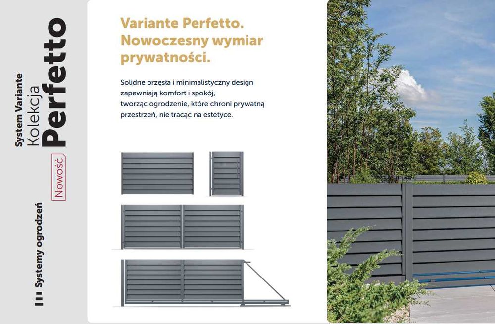 Ogrodzenia żaluzjowe Perfetto Brama przesuwna Przęsło Furtka